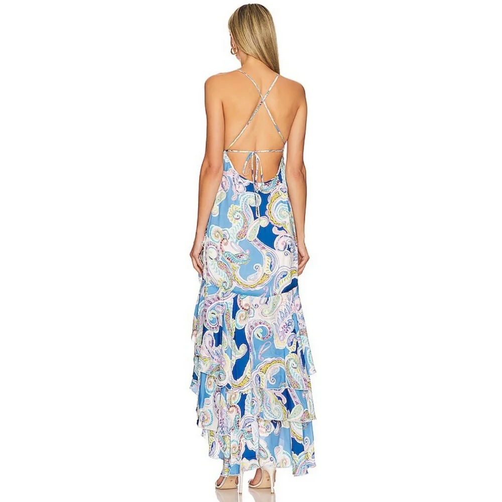 MILLY Edra Summer Paisley Dress in Blue Multi Womens Size 6 - Picture 2 of 6